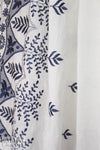 NY designer double border emb. cotton woven - navy