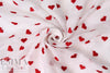 NY designer red hearts embroidered white cotton gauze