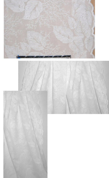 double scallop leaf embroidered cotton woven - white 1 yard
