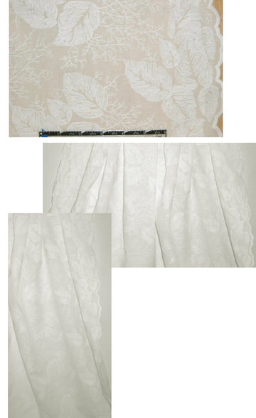 double scallop leaf embroidered cotton woven - natural 1.25 yds
