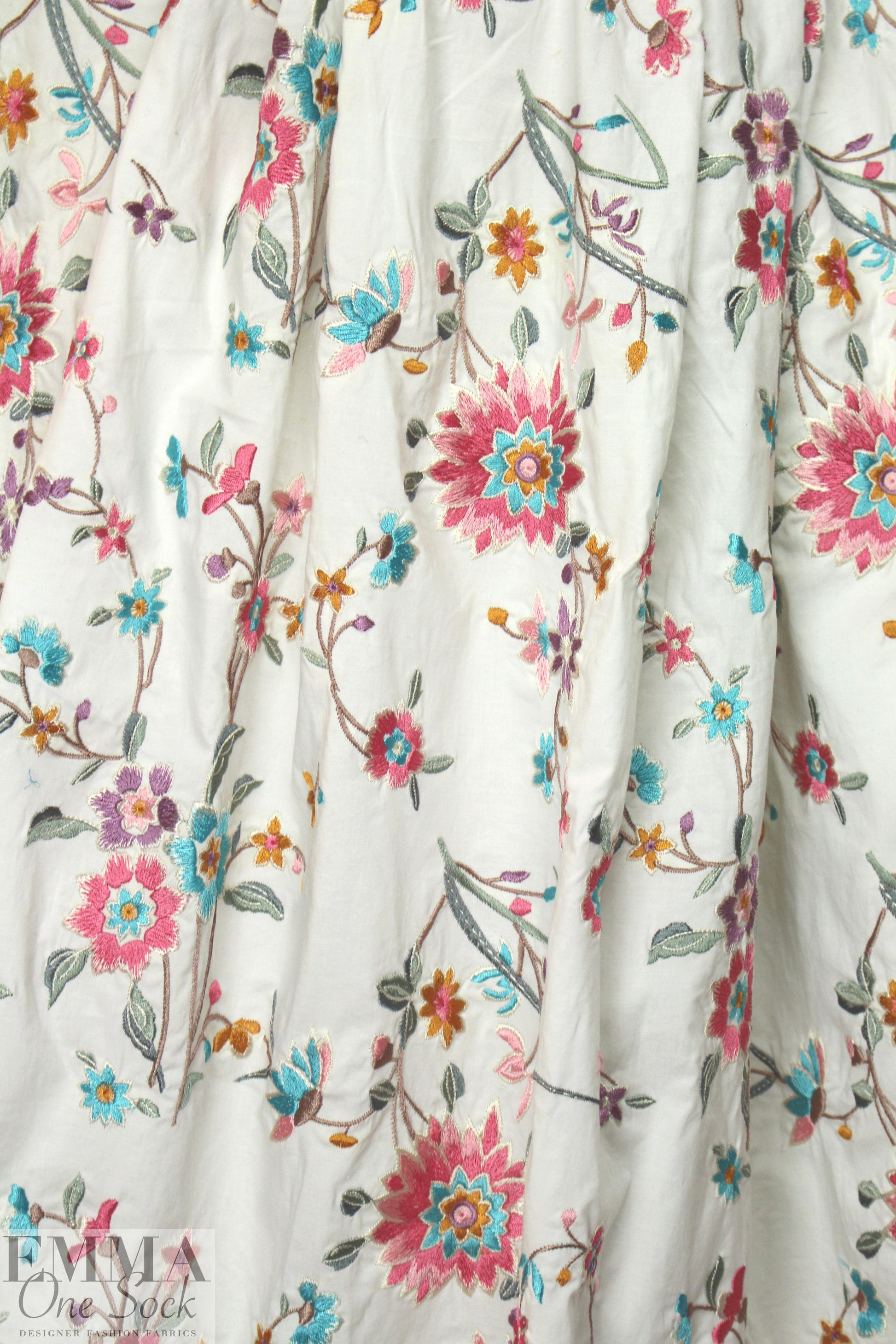 CA designer floral embroidered cotton stretch woven