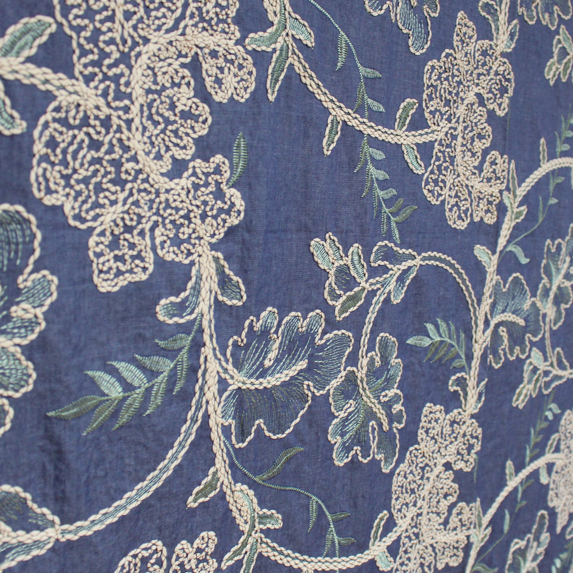 'lovely leaf' embroidered denim - classic blue