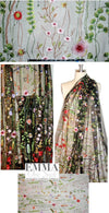 summery floral embroidered sheer mesh - black