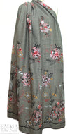 Italian floral embroidered novelty plaid suiting