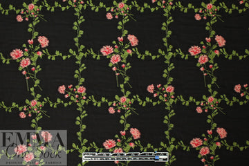 NY designer lattice embroidered viscose woven - black
