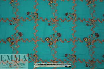 NY designer lattice embroidered viscose oven - teal