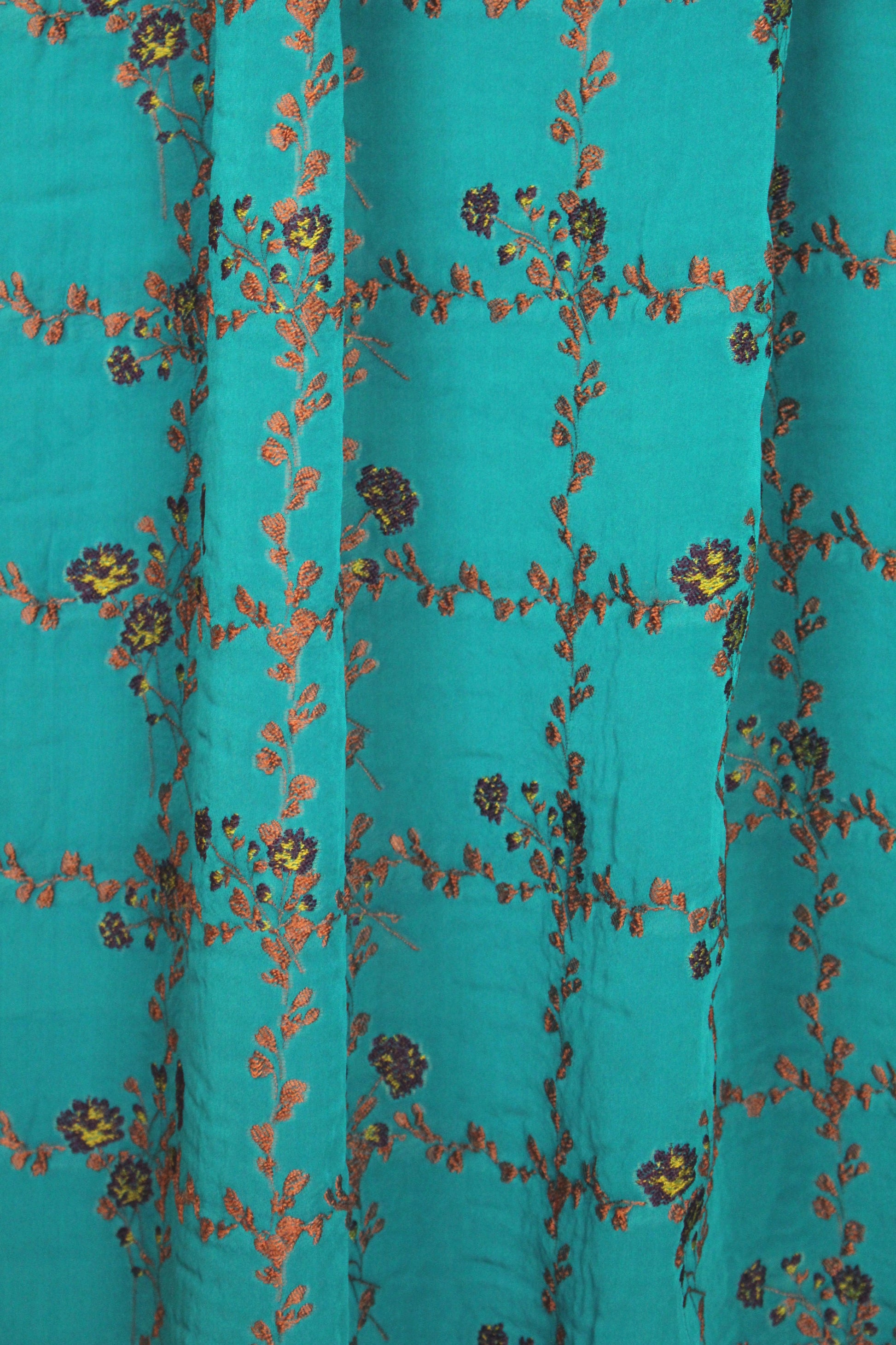 NY designer lattice embroidered viscose oven - teal
