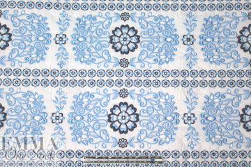 NY designer blue/white embroidered cotton eyelet