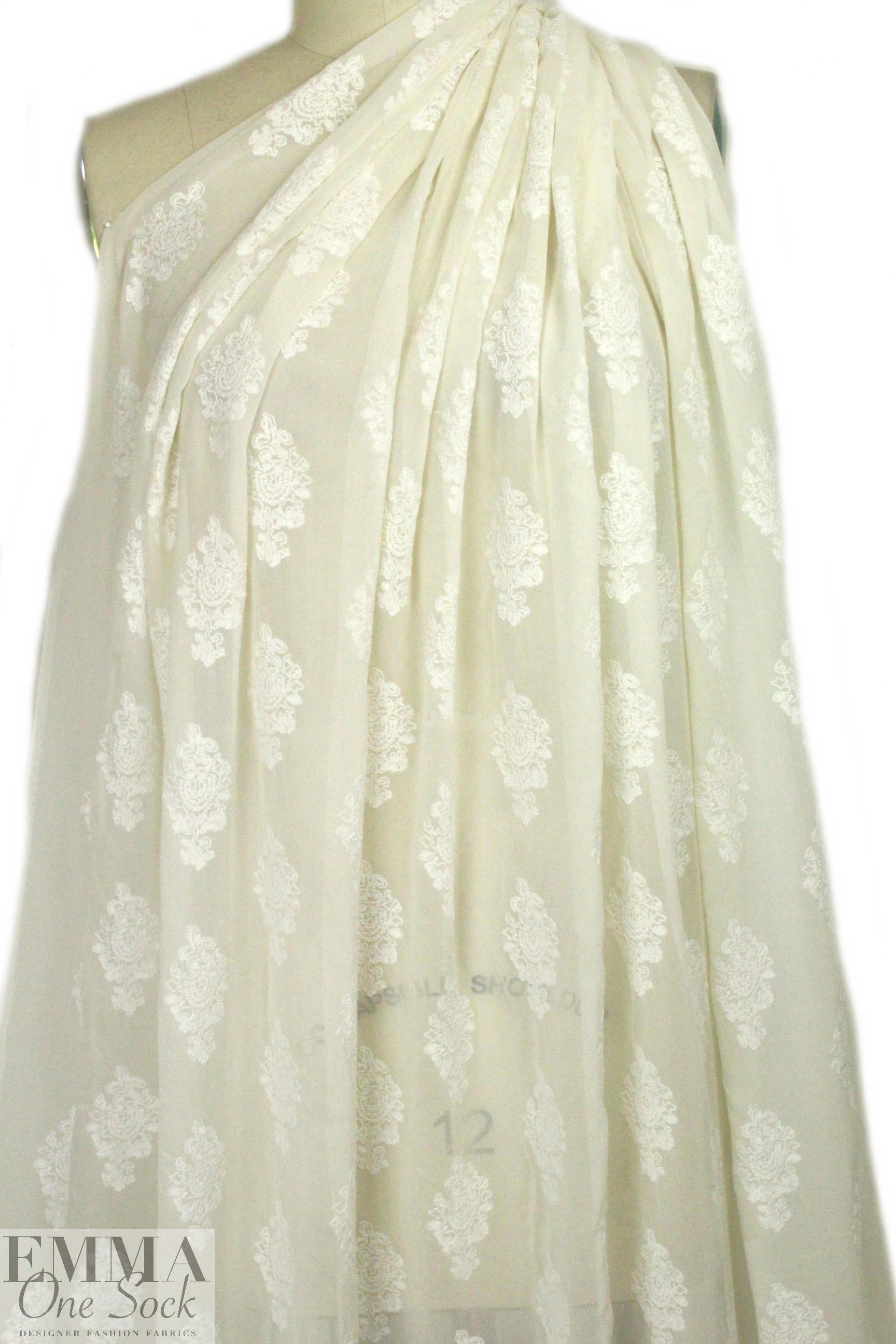 The0ry embroidered motif silk - ivory