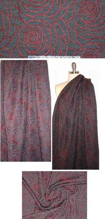 Italian rose embroidered wool doubleknit