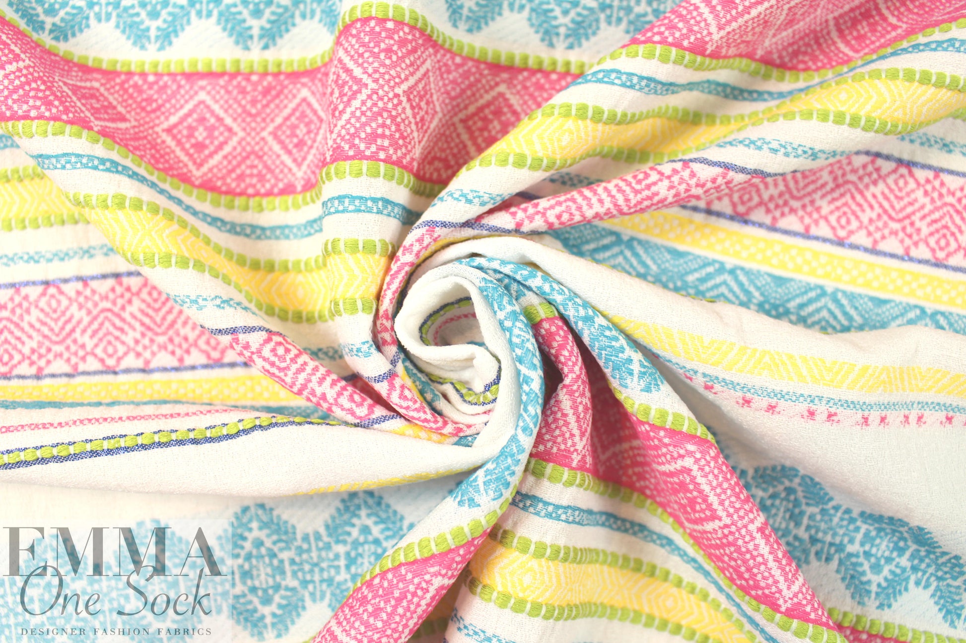 NY designer 'folk art' yarn dyed jacquard stripe