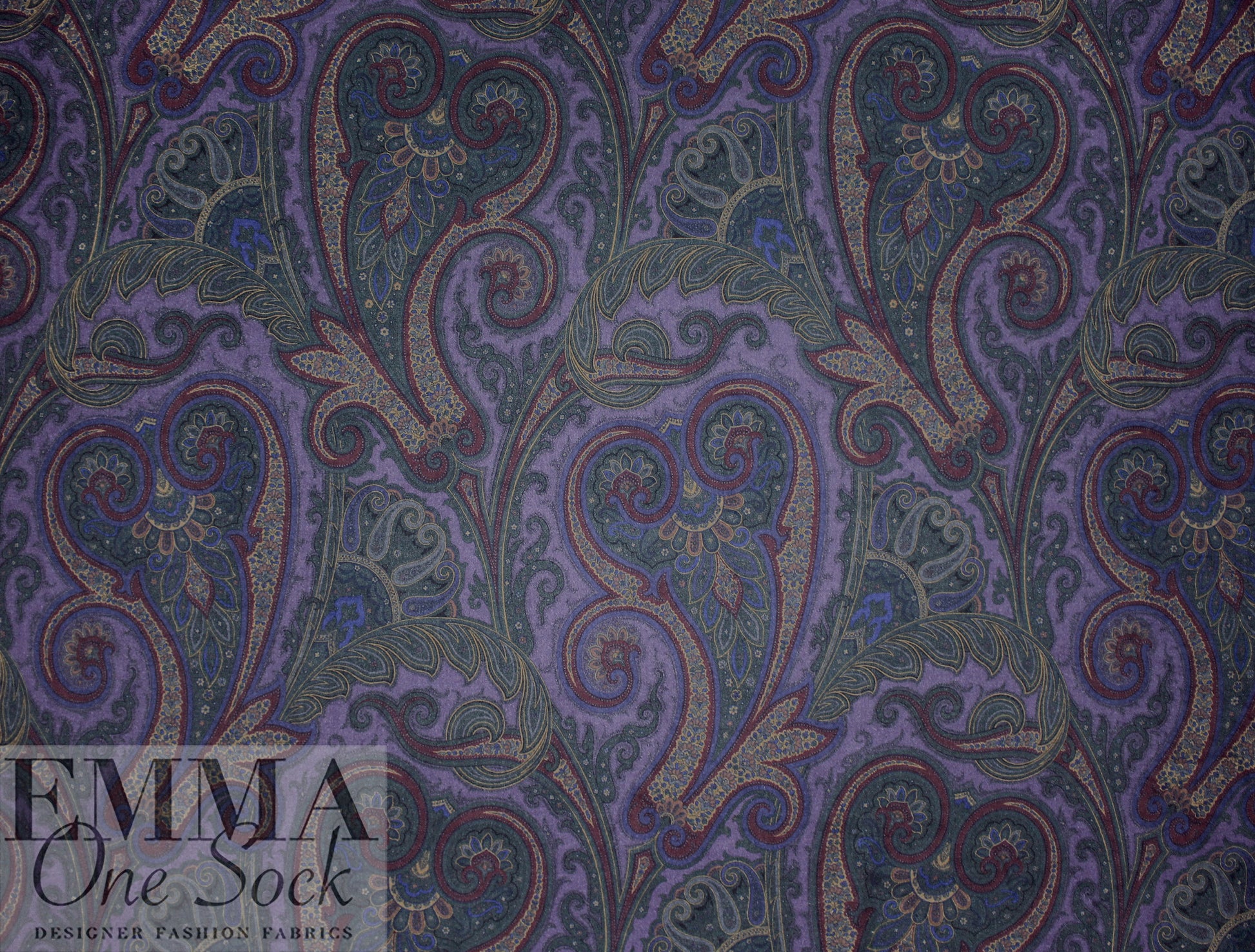 Etr0 printed brushed wool twill suiting - moody paisley 2.25 yds
