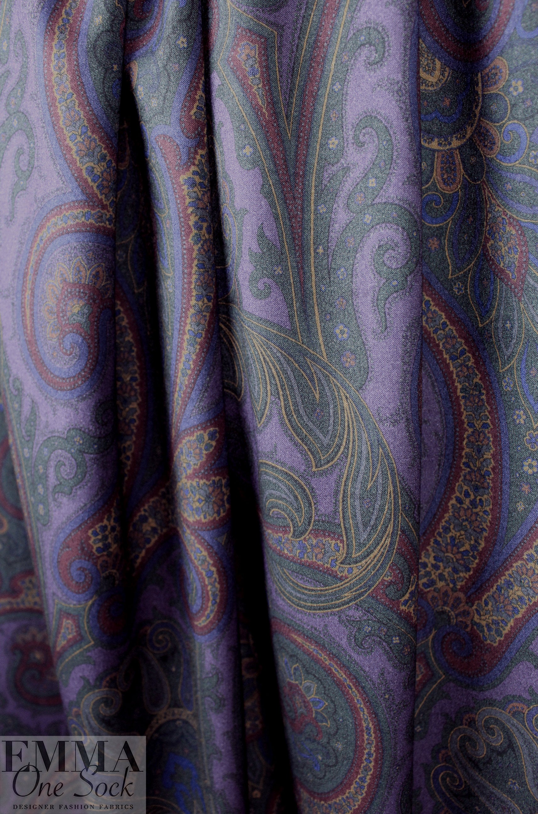 Etr0 printed brushed wool twill suiting - moody paisley 2.25 yds