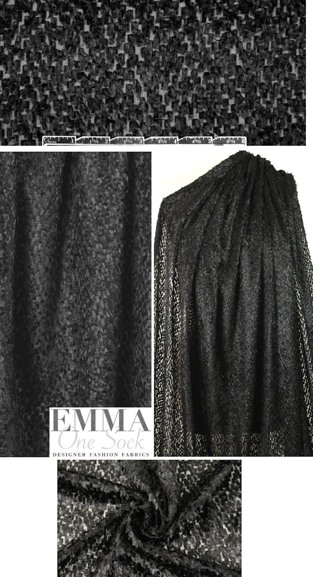 3.1 Phi11ip Lim sheer silk woven with eyelash - black 1.625 yds