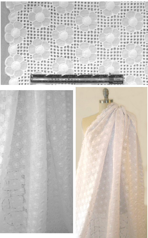 Thai double scallop-border cotton eyelet - white 1.33 yd