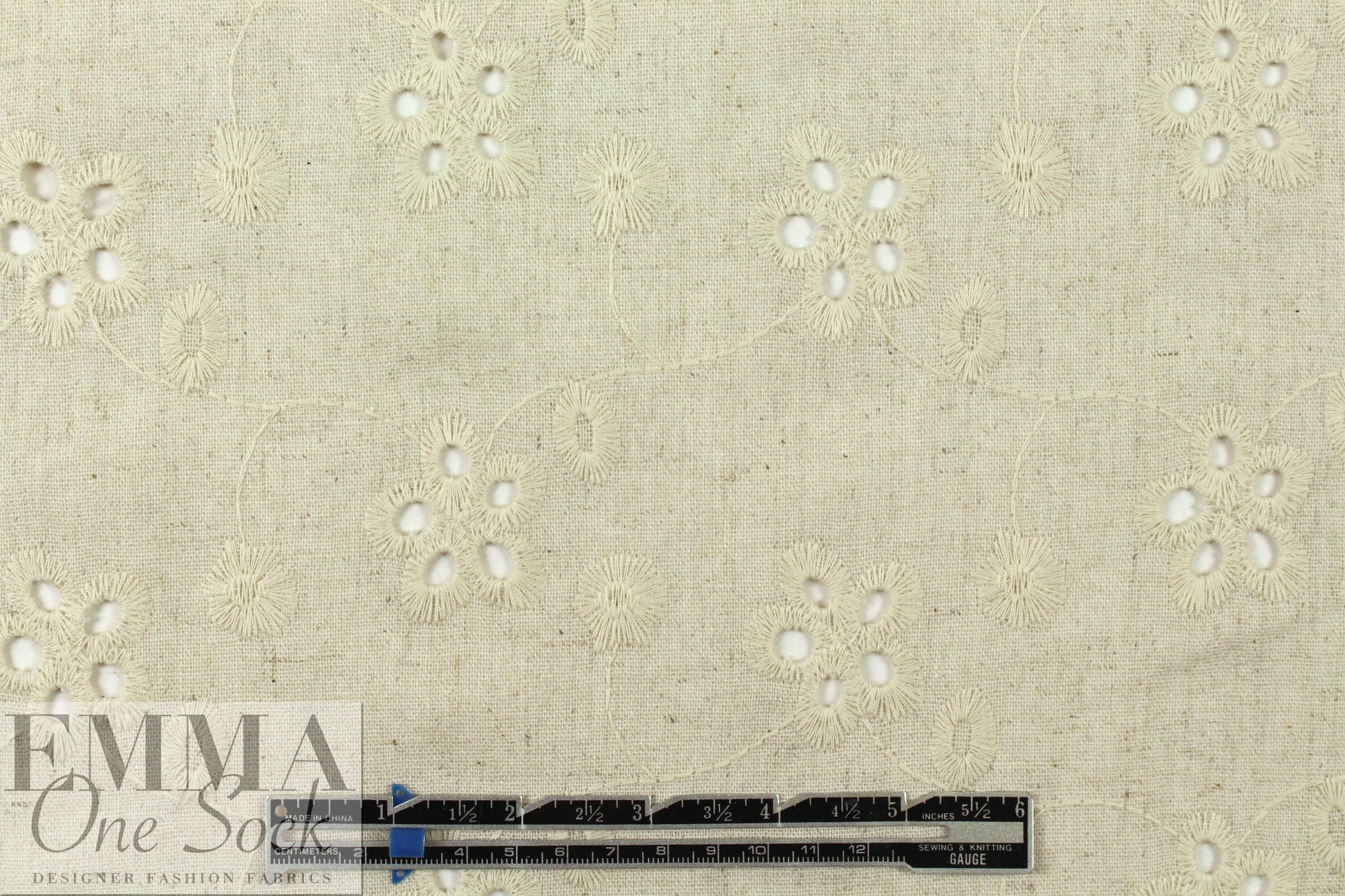 recycled rayon/linen eyelet, Oeko-Tex certified - natural 1.25 yds