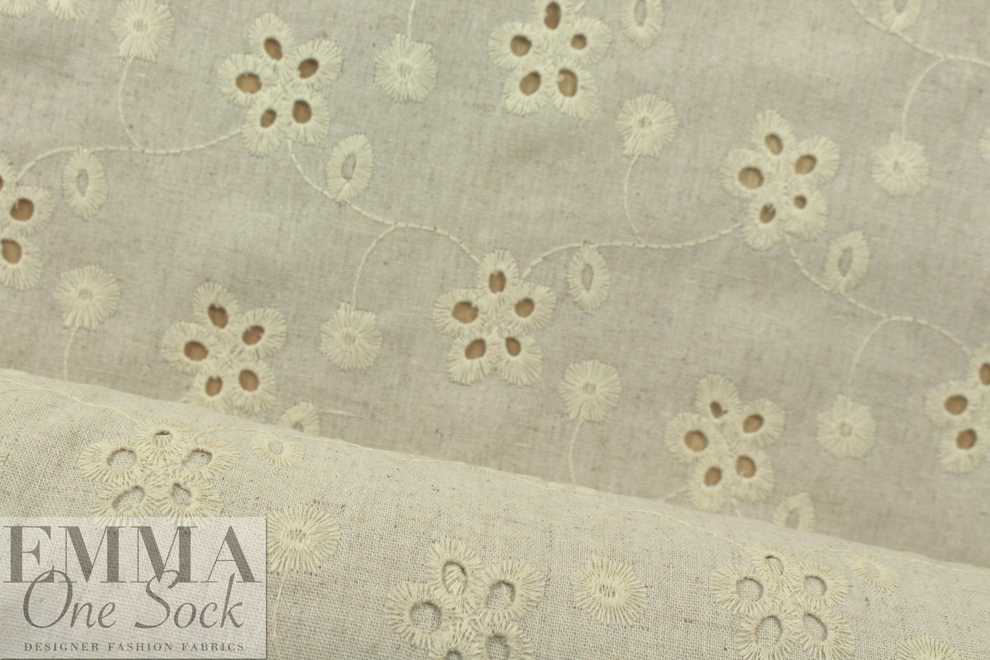 recycled rayon/linen eyelet, Oeko-Tex certified - natural 1.25 yds