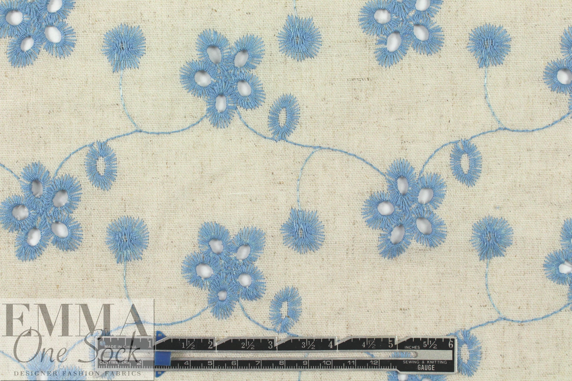 recycled rayon/linen eyelet, Oeko-Tex certified - blue 2.5 yd