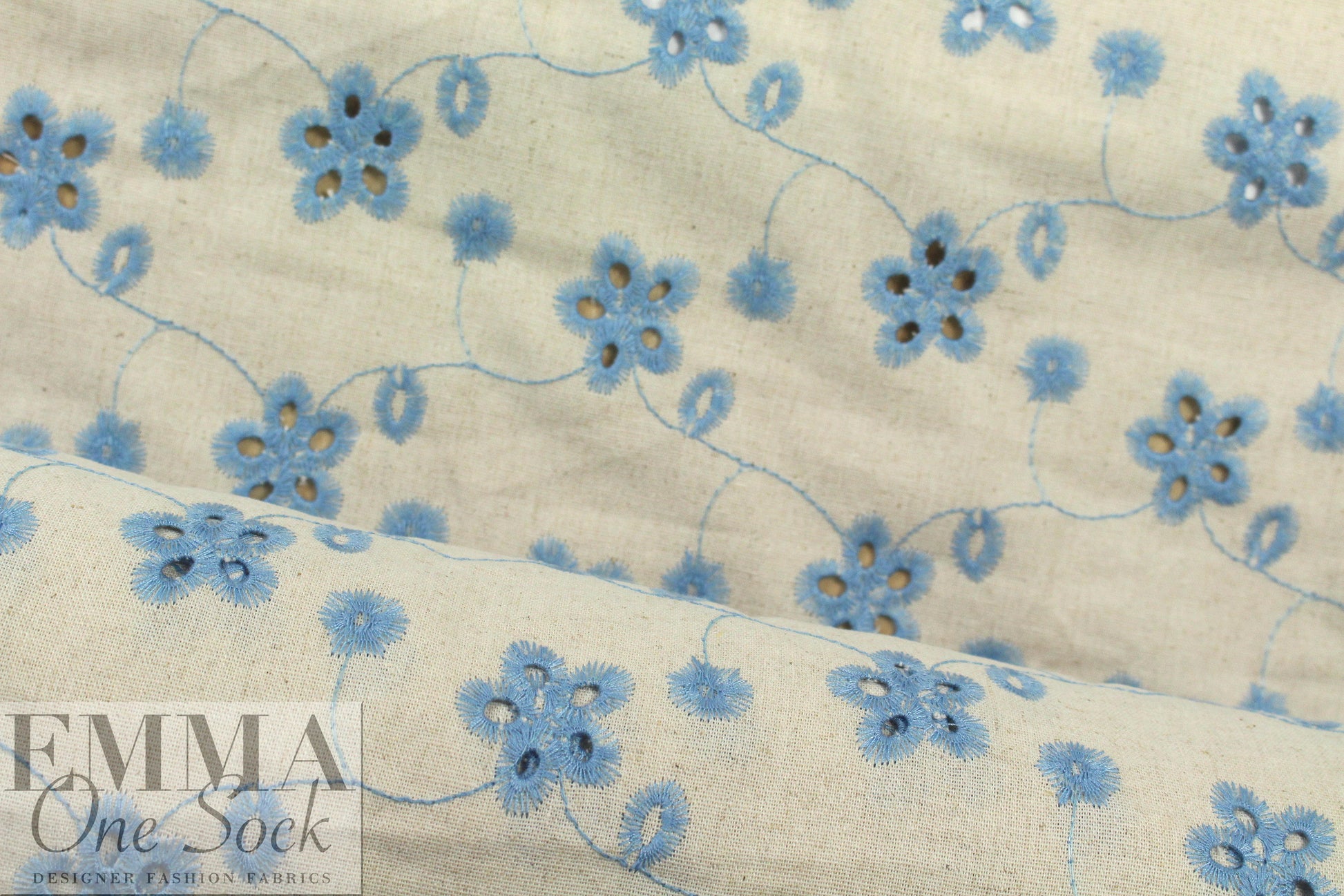 recycled rayon/linen eyelet, Oeko-Tex certified - blue 2.5 yd