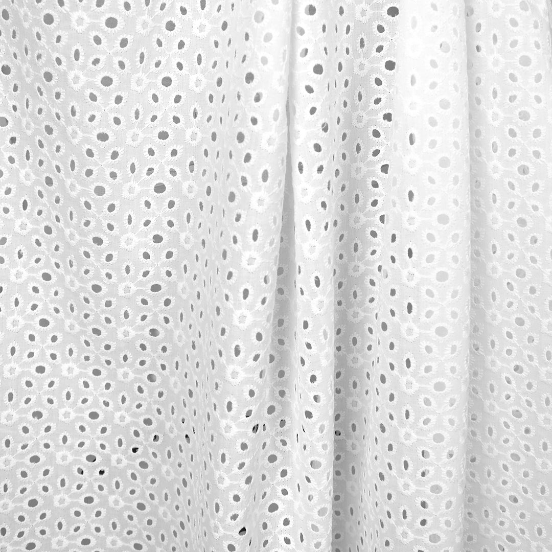 flowery embroidered cotton eyelet - soft white, BCI cert. 1.875 yd