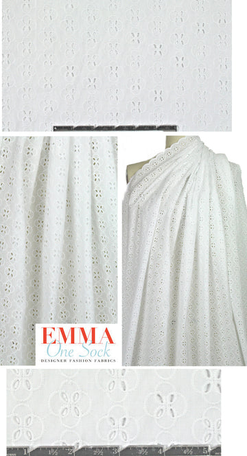 flower graphic cotton eyelet lace - white 1 yard
