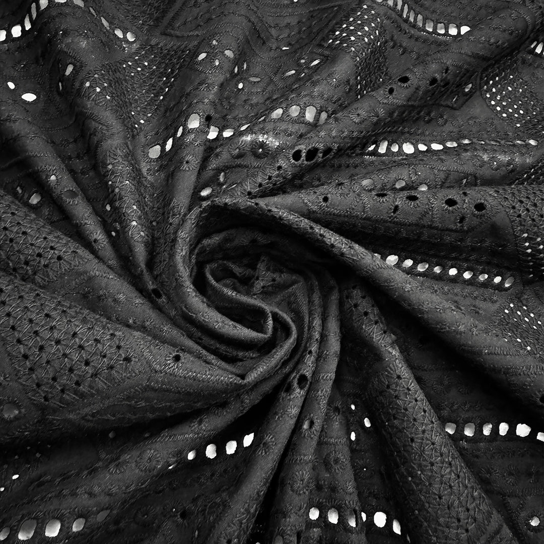 Italian embroidered cotton eyelet - black 2.25 yds
