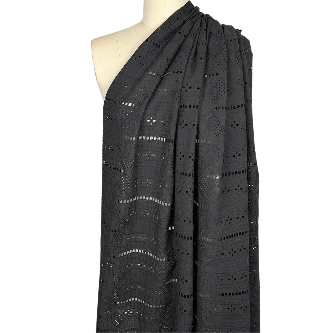 Italian embroidered cotton eyelet - black 2.25 yds