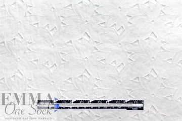 embroidered flowery cotton eyelet - white  1.875 yd