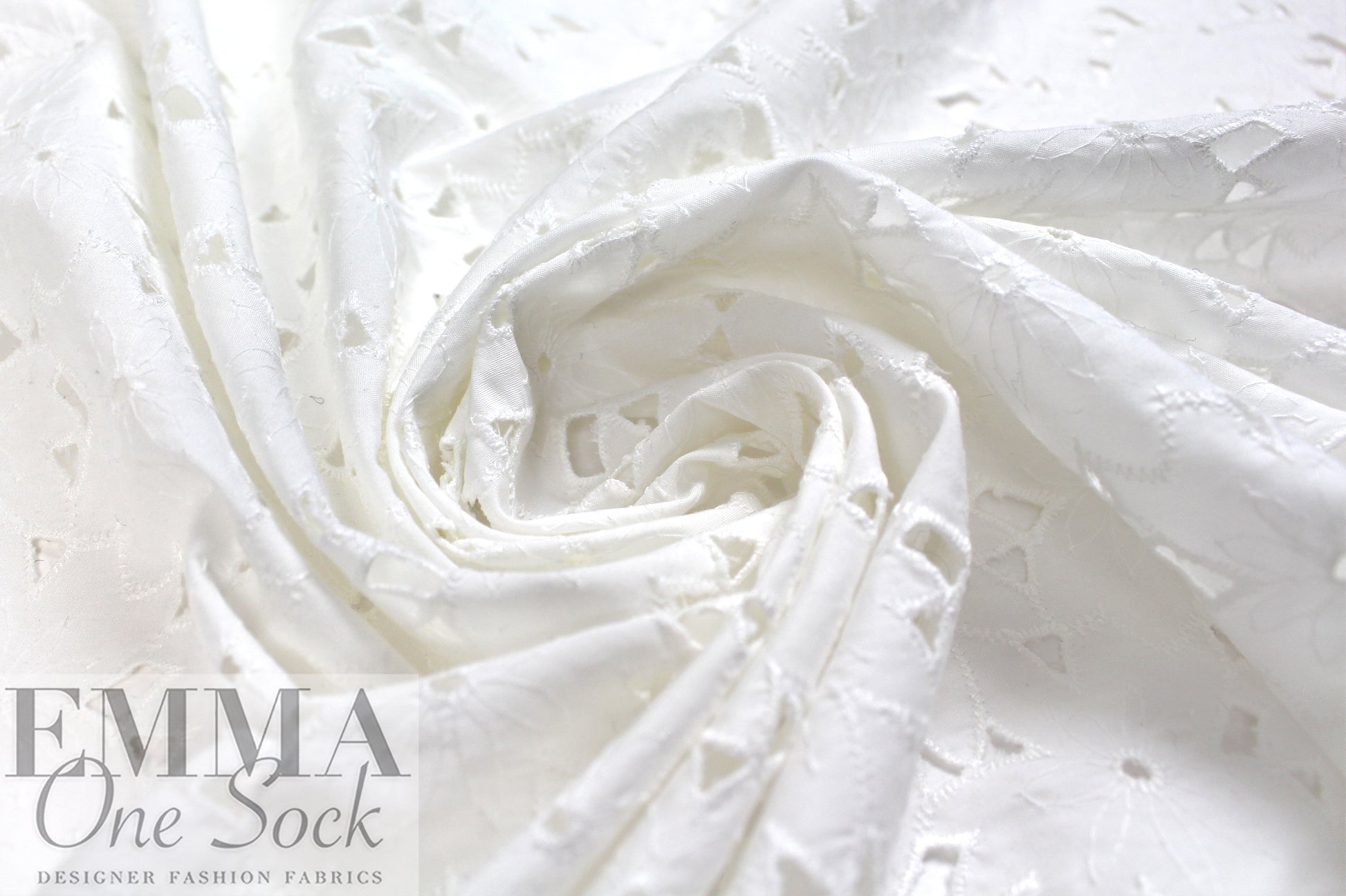 embroidered flowery cotton eyelet - white  1.5 yds