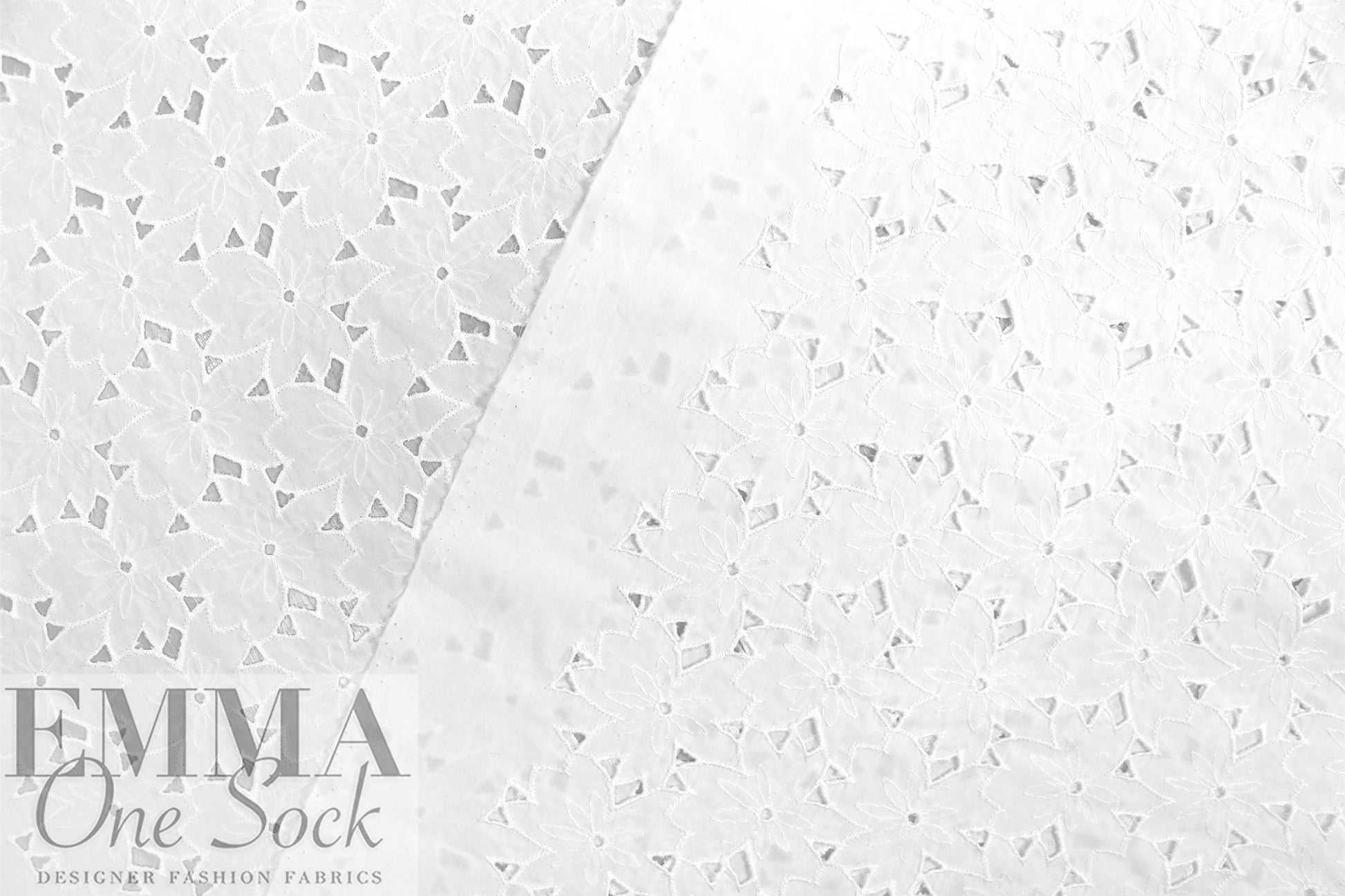 embroidered flowery cotton eyelet - white  1.875 yd