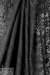 NY designer scalloped, embroidered cotton eyelet - black