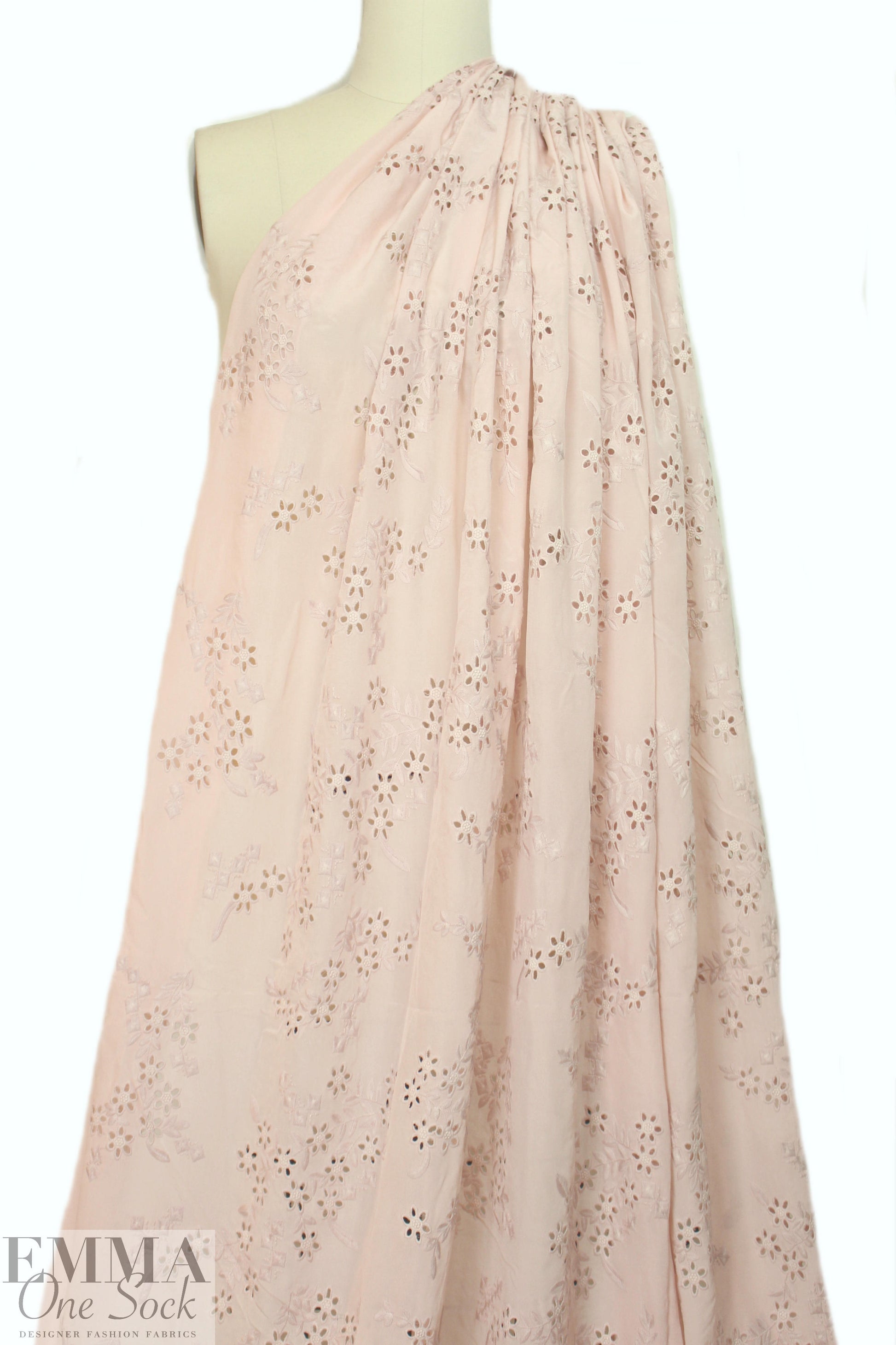 NY designer silk/cotton eyelet - pink blush