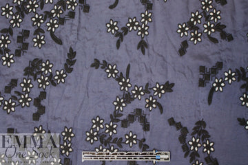 NY designer silk/cotton eyelet - navy/black