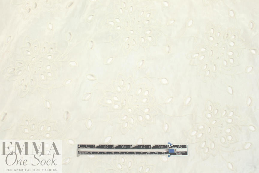 NY designer silk/cotton eyelet voile - soft white