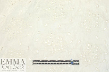 NY designer silk/cotton eyelet voile - soft white
