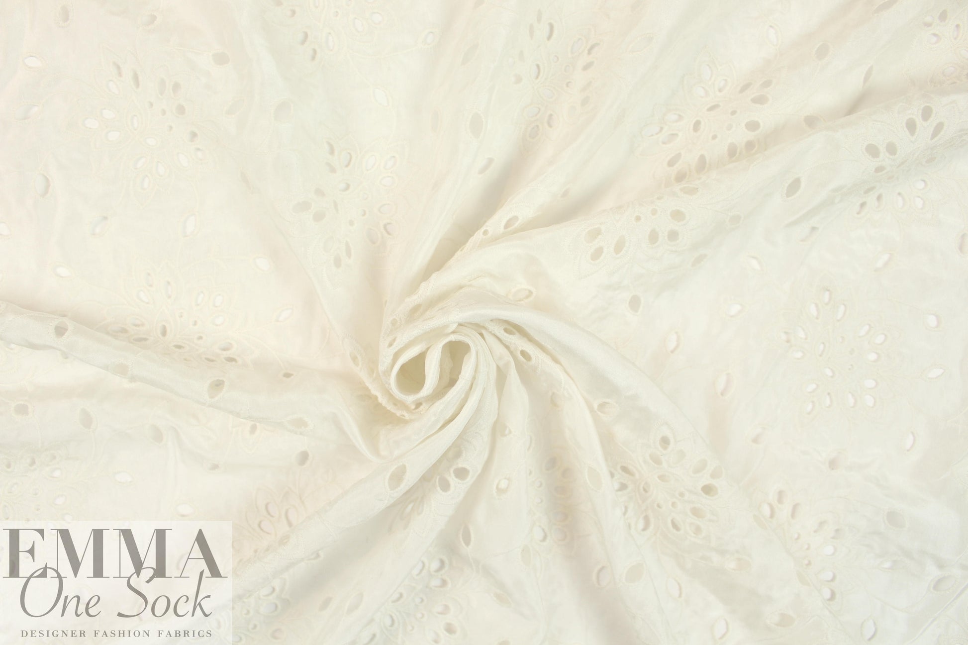 NY designer silk/cotton eyelet voile - soft white