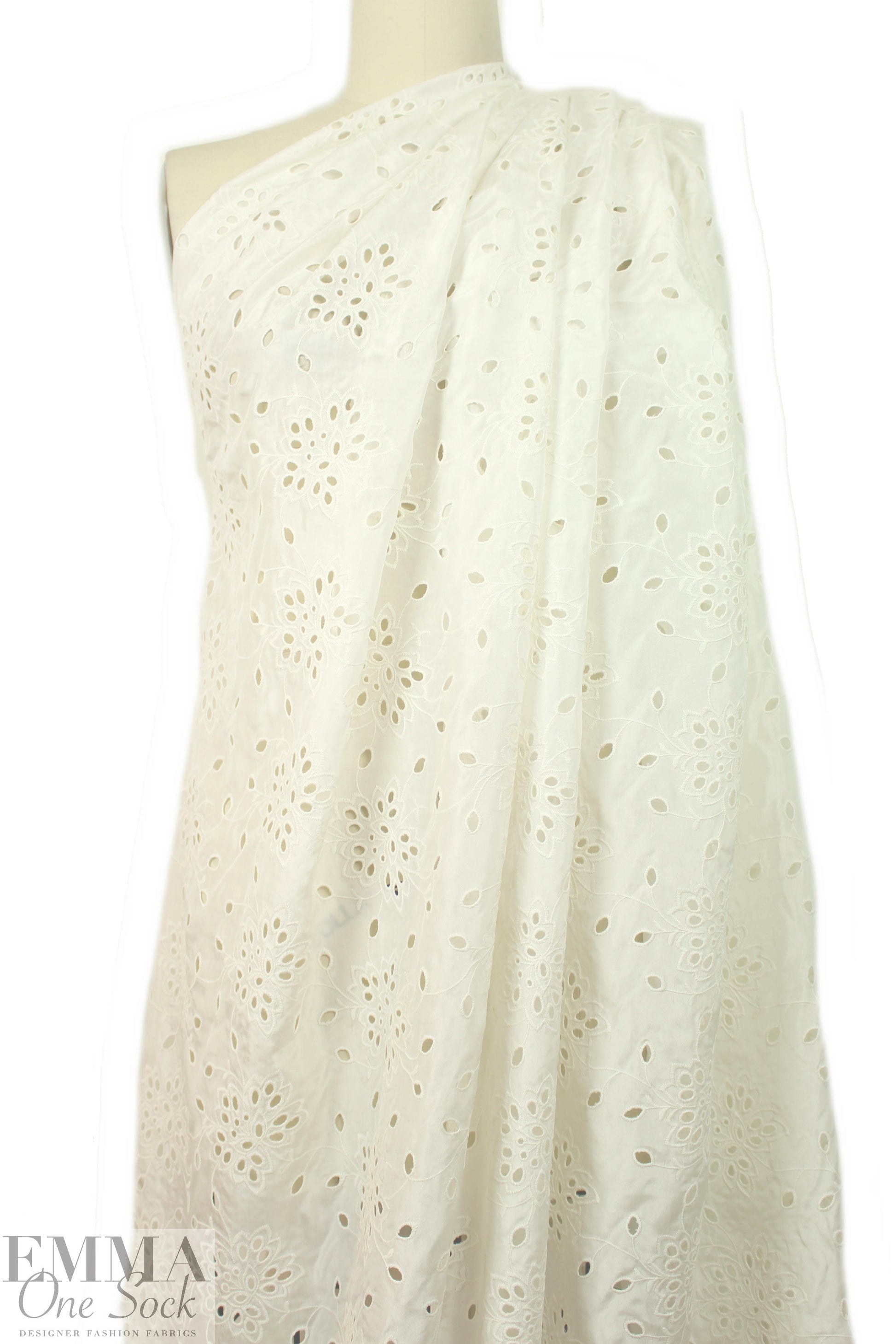 NY designer silk/cotton eyelet voile - soft white