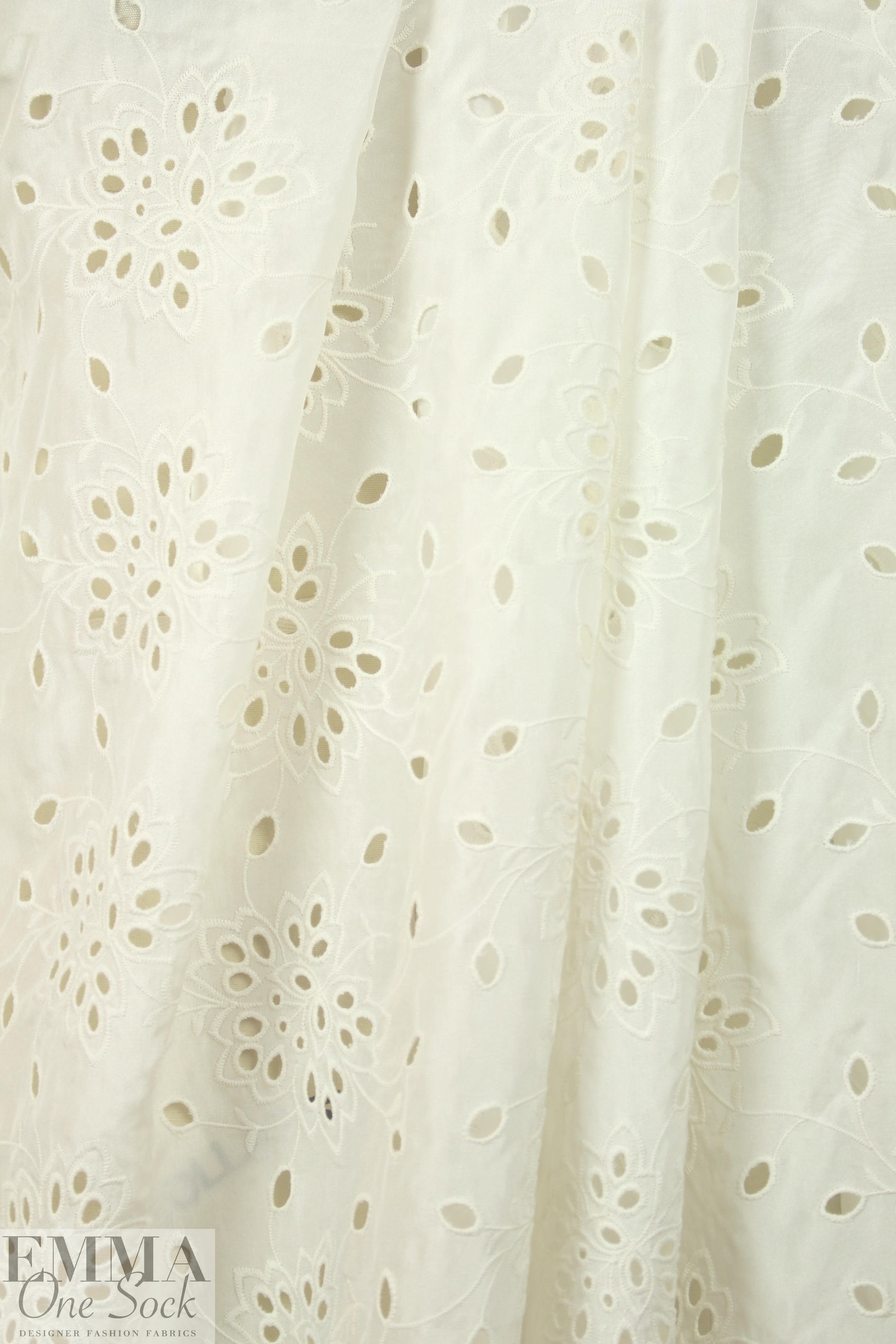 NY designer silk/cotton eyelet voile - soft white