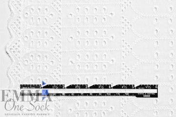 NY designer embroidered cotton eyelet - white  1.25 yds
