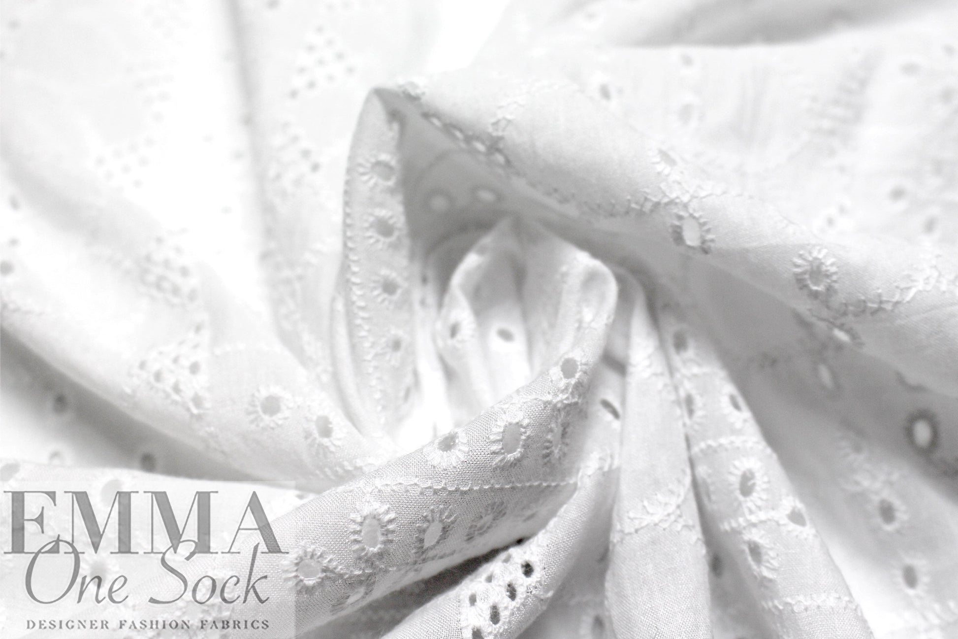 NY designer embroidered cotton eyelet - white  1.5 yd