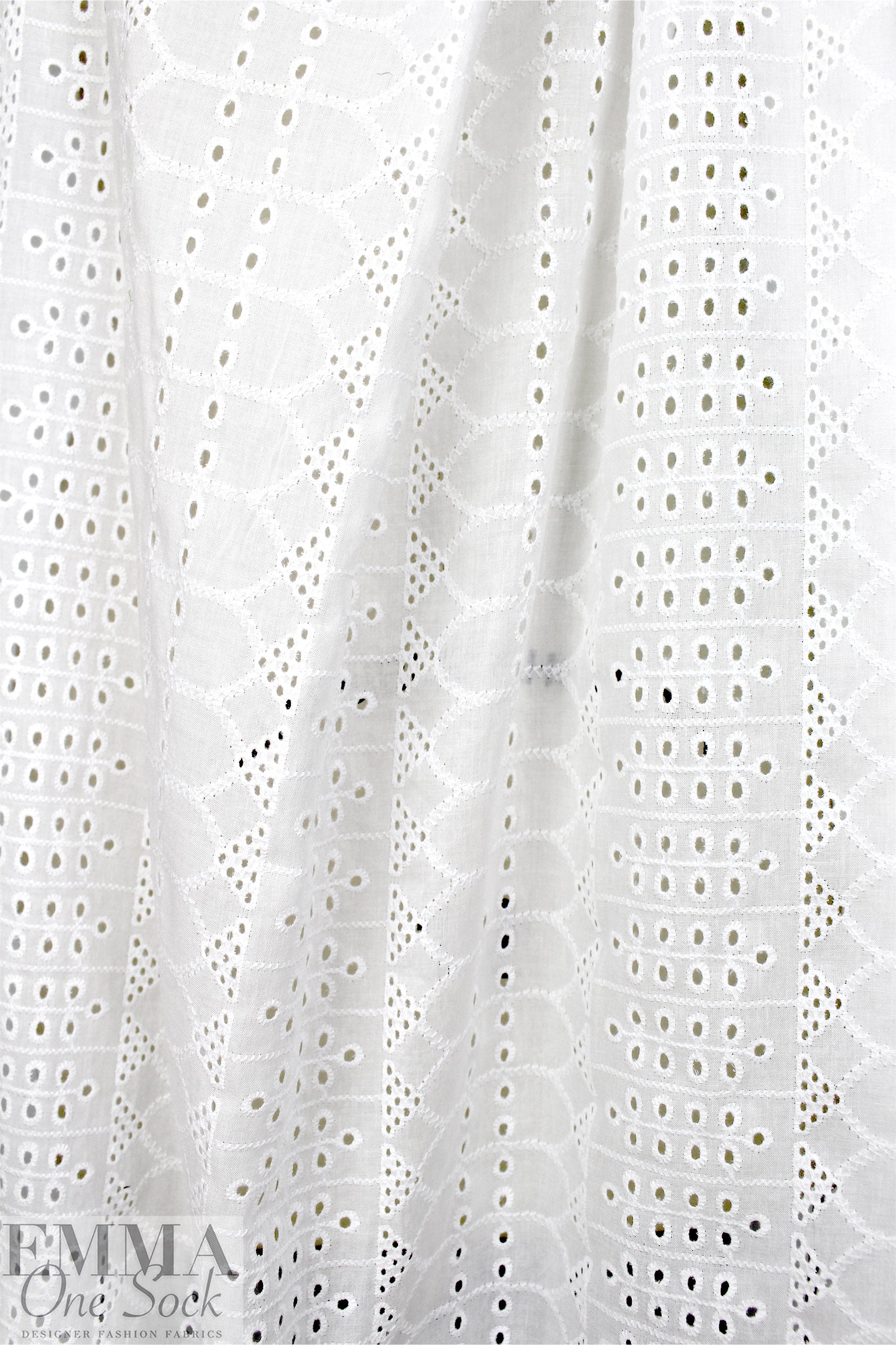 NY designer embroidered cotton eyelet - white  1.25 yds