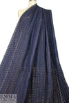 NY designer embroidered cotton eyelet lace - navy