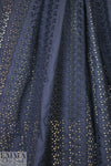 NY designer embroidered cotton eyelet lace - navy 1 yard