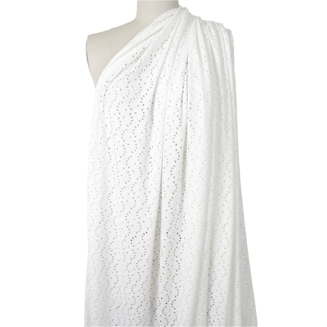 'floral scallop' eyelet stitch knit - soft white 1.75 yd