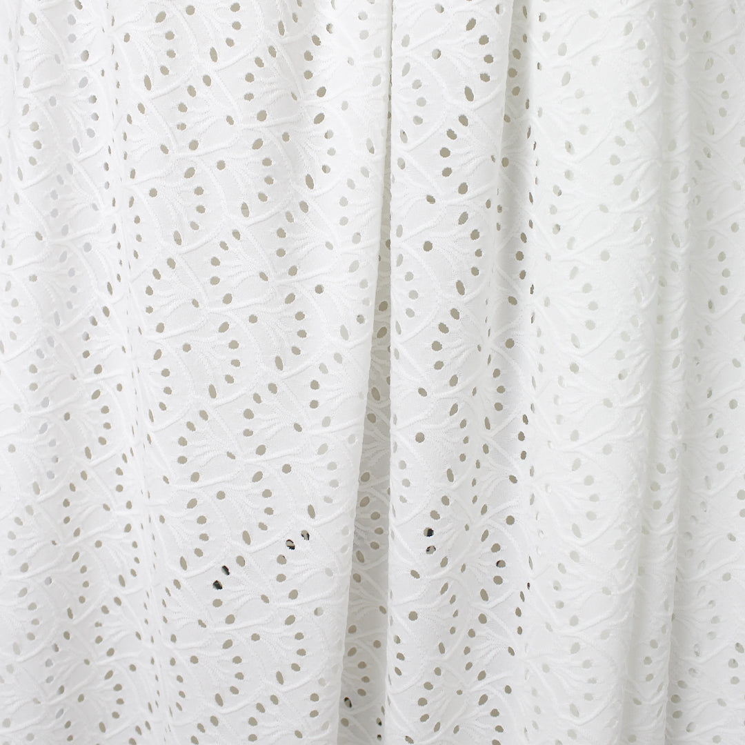 'floral scallop' eyelet stitch knit - soft white 1.75 yd