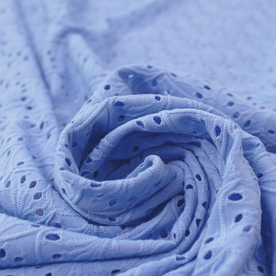 'floral scallop' eyelet stitch knit - French blue 2.125 yd