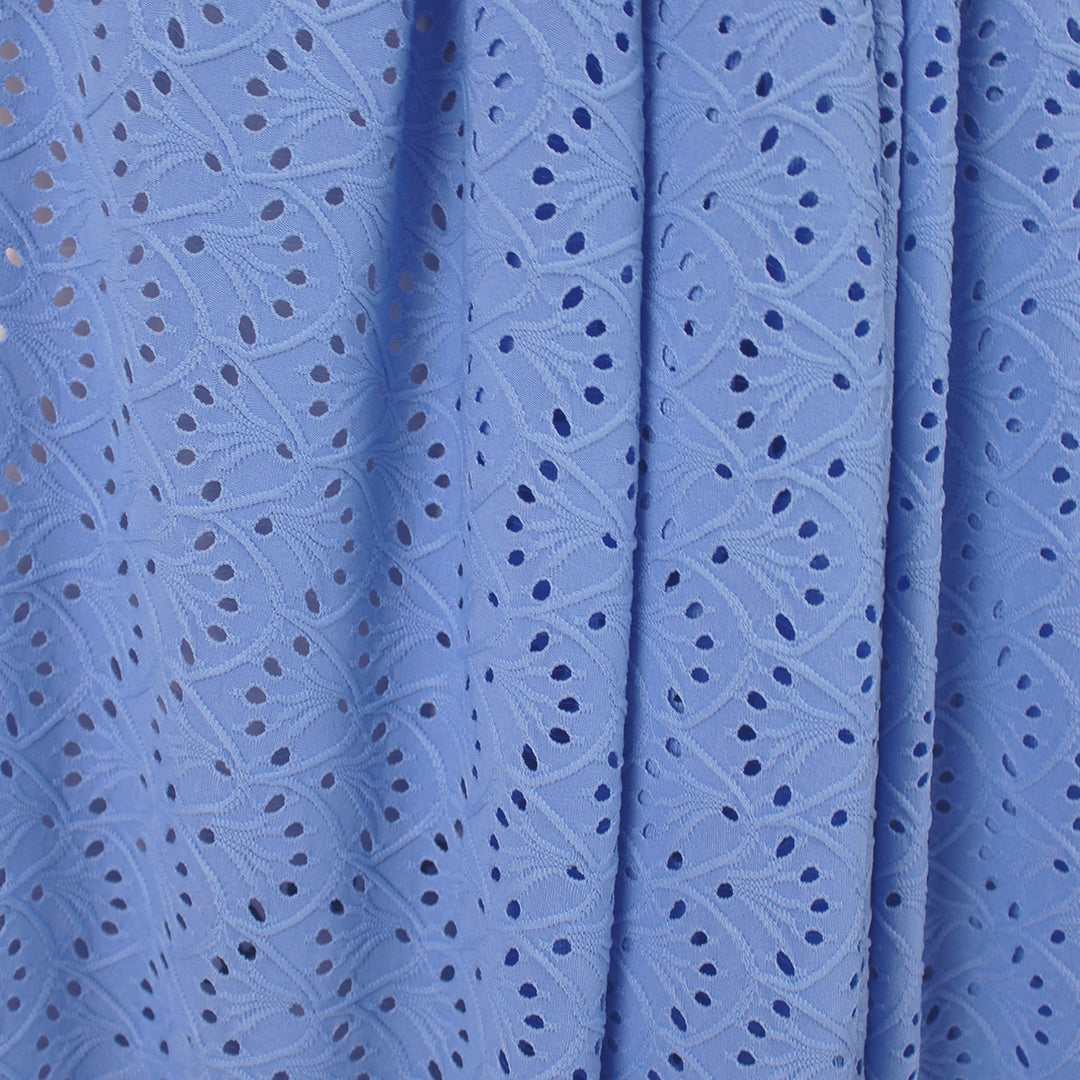 'floral scallop' eyelet stitch knit - French blue 2 yd