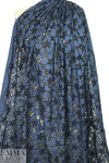 famous designer silk/cotton eyelet voile - marine/black
