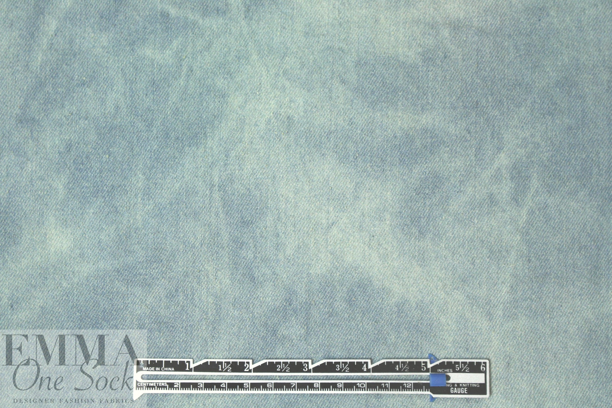 NY designer bleached blue tie dye cotton denim 1 yard
