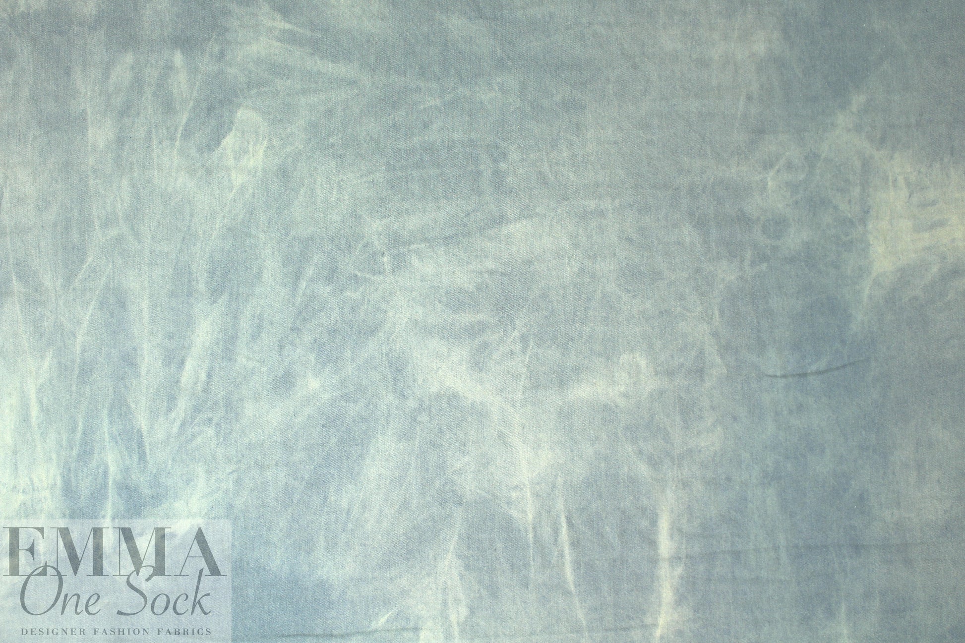 NY designer bleached blue tie dye cotton denim 1 yard